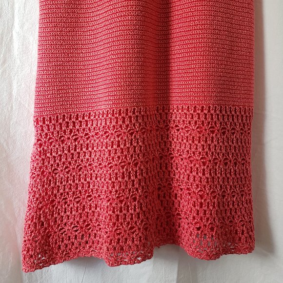 theory Bronella Arabis Tint Salmon Pink Crochet Tank Shift Mini Dress M Medium - Picture 8 of 12